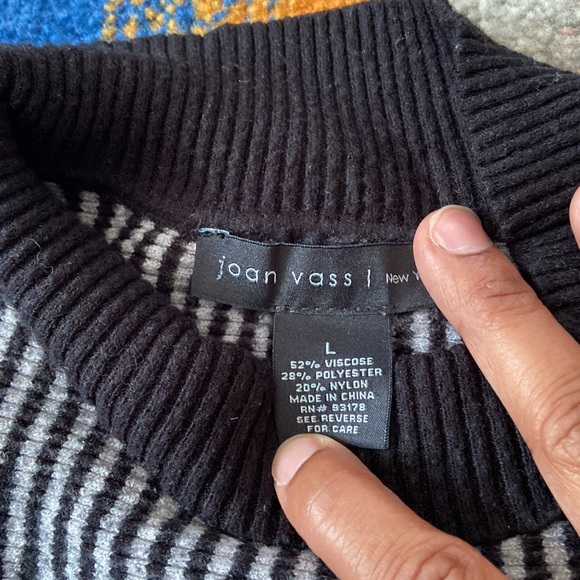 Joan Vass Zebra Striped Turtle Neck Sweater - Picture 5 of 9